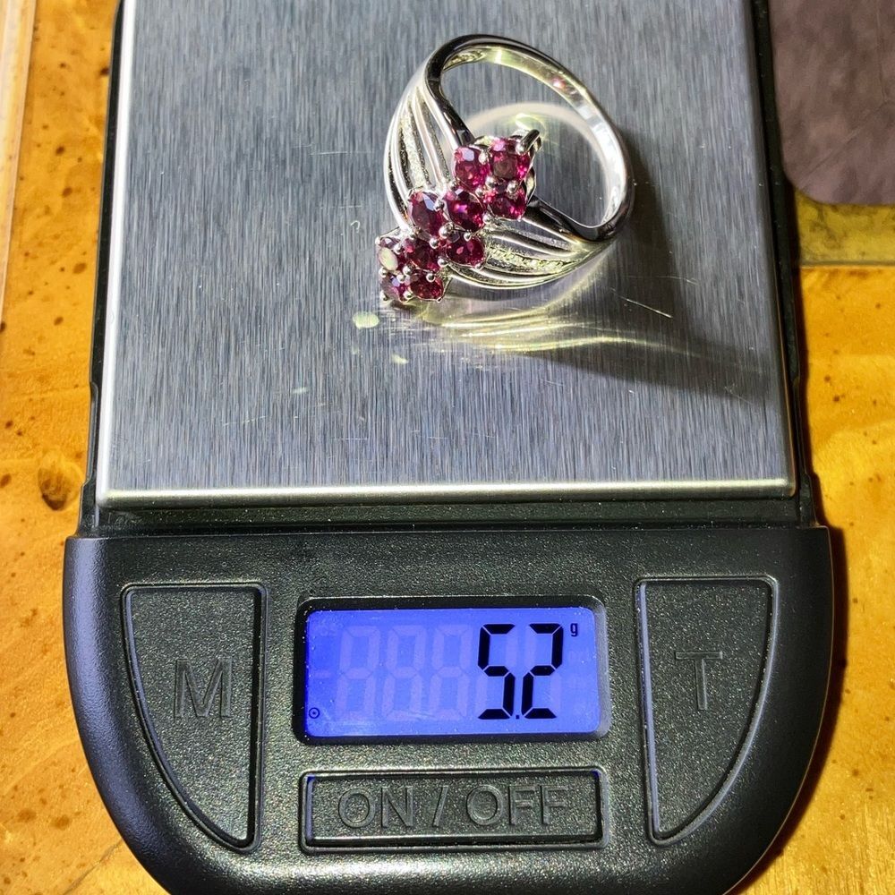 Natural Raspberry Garnet Sterling Silver Ring Size 9.75 - Picture 10 of 10